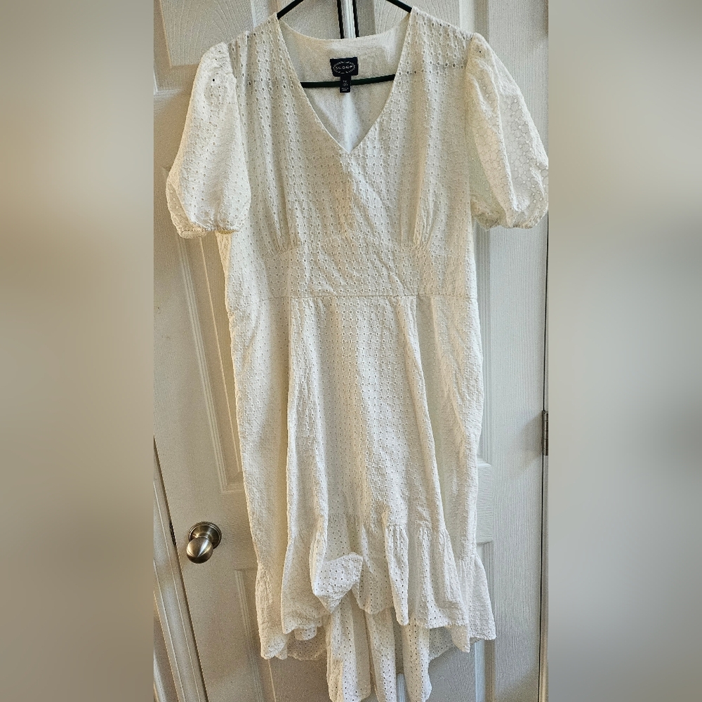 White Eyelet Dress With Side Pockets